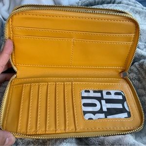 NEW — DESIGNER WALLET by TROPEA —LONG DOUBLE ZIPPER WALLET — YELLOW - GOLD COLOR